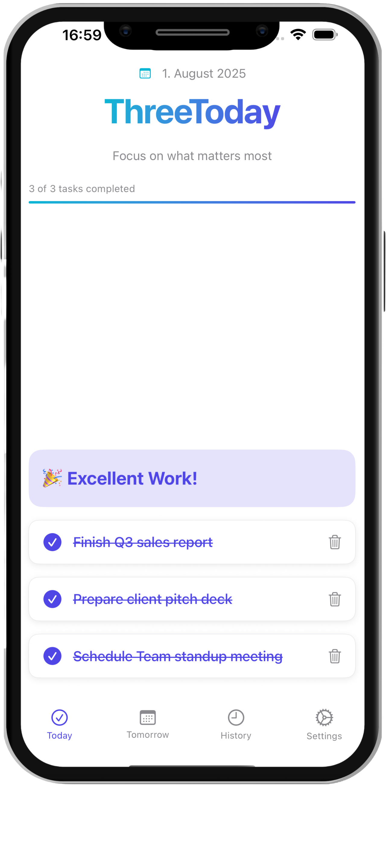 ThreeToday App Screenshot